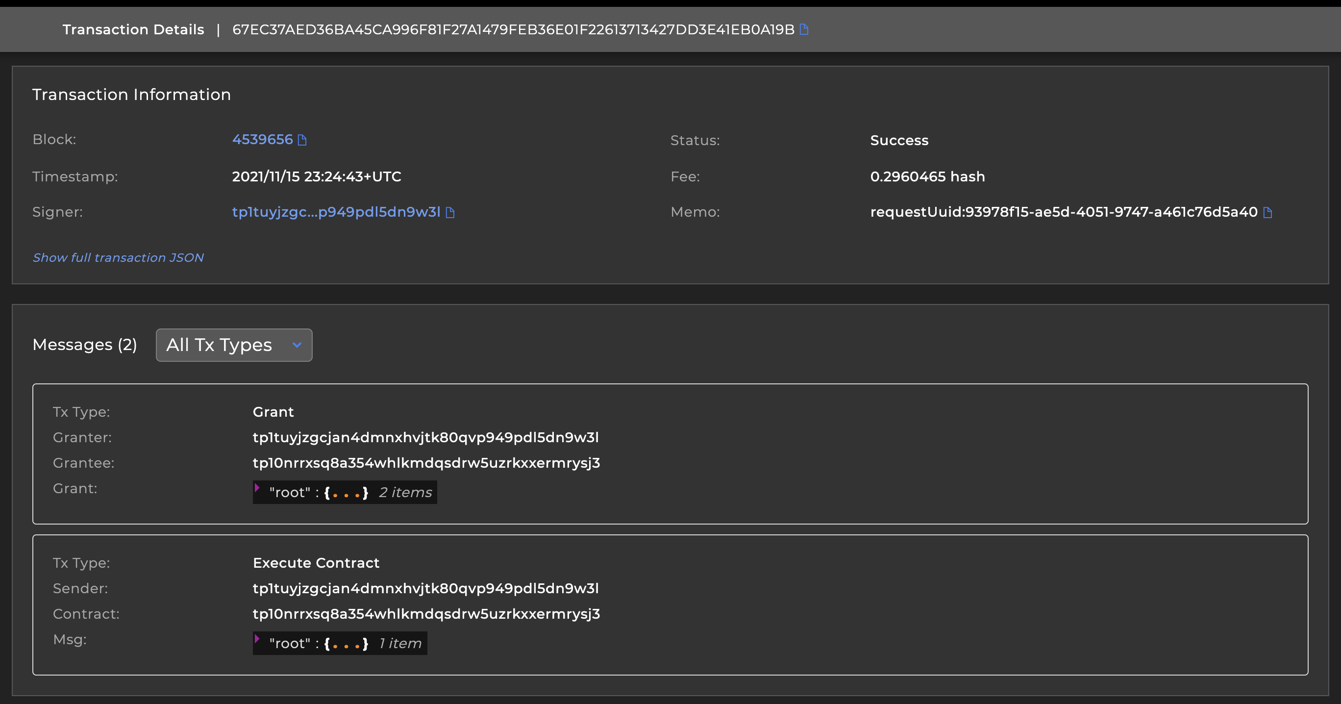 Transaction Detail overview